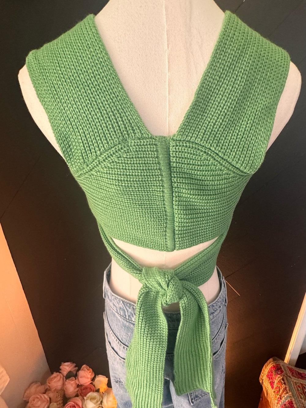NWT Boohoo Mint Green Knit Wrap Crop Top - Picture 5 of 8